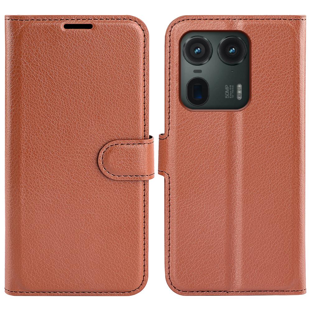 

For Motorola Edge 50 Ultra 5G/Moto X50 Ultra 5G Wallet Case Litchi Texture Leather Phone Cover Brown