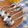 5Pcs/Set Coffee Scoop Antique Graceful Shape Alloy Royal Style Table Spoon for Home