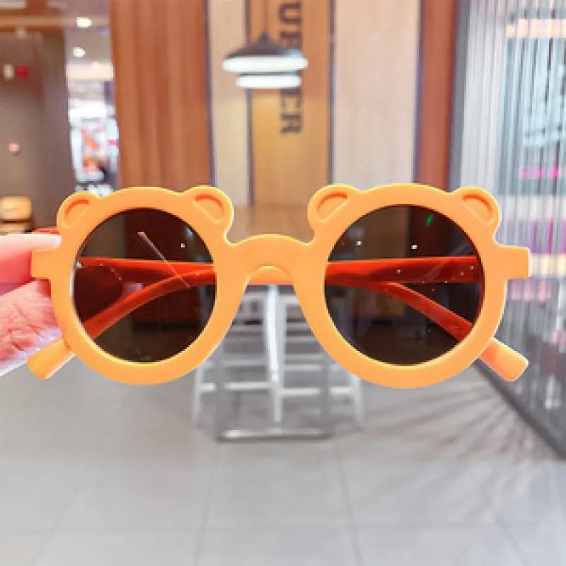 2024 Boy Girl Cute Cartoon Bear Shape Fashion Round Sunglasses Children Vintage Sunglasses UV Protection Classic Kids Eyewear