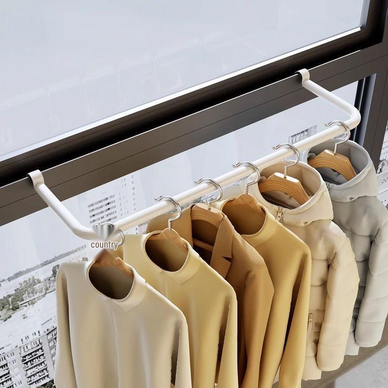 Anti-Theft High-Rise Window Clothes Drying Rack for Balcony or Window Frame