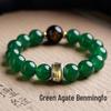 Natural Green Agate Zodiac Guardian Buddha Bracelet with Lucky Beads