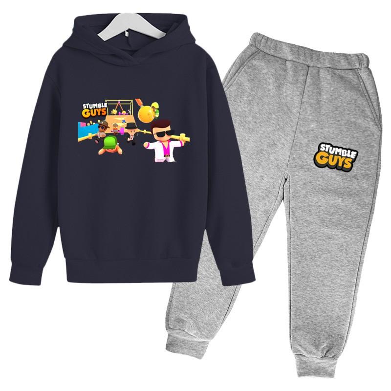 Gra Stumble Guys nadruk kreskówkowy wiosna jesień dziecięca codzienna bluza z kapturem zestaw chłopcy dziewczęta strój sportowy sweter dziecięcy płaszcz Top
