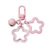 6.5cm Alloy Colored Hollow Out Dual Five Pointed Star Bell Keychain