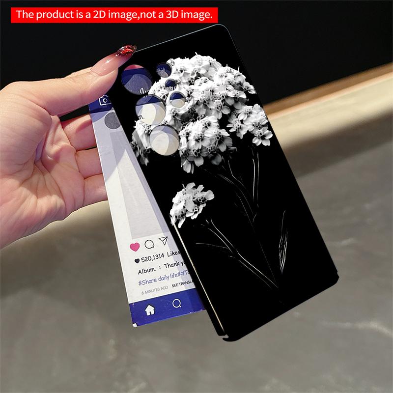 2DFlat Samsung phone case Black and White Floral Design Applicable to Galaxy S23 S24 S25ULTRA S26 A12 A14 A15 A16 A54 A55