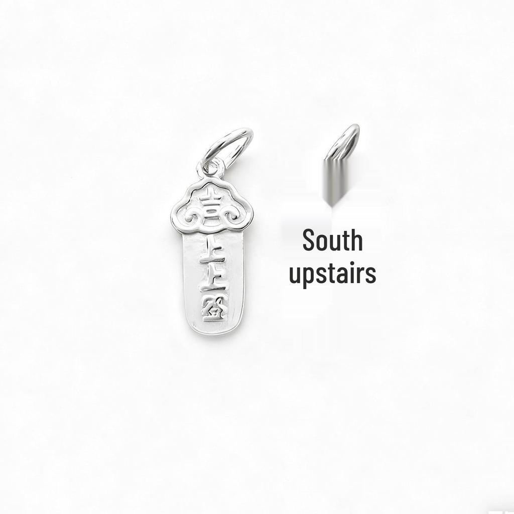 Sterling Silver 999 Pure Charm: Chinese Style Luck Pendant for DIY Crystal Bracelet, Necklace, Beading & Weaving Accessories.