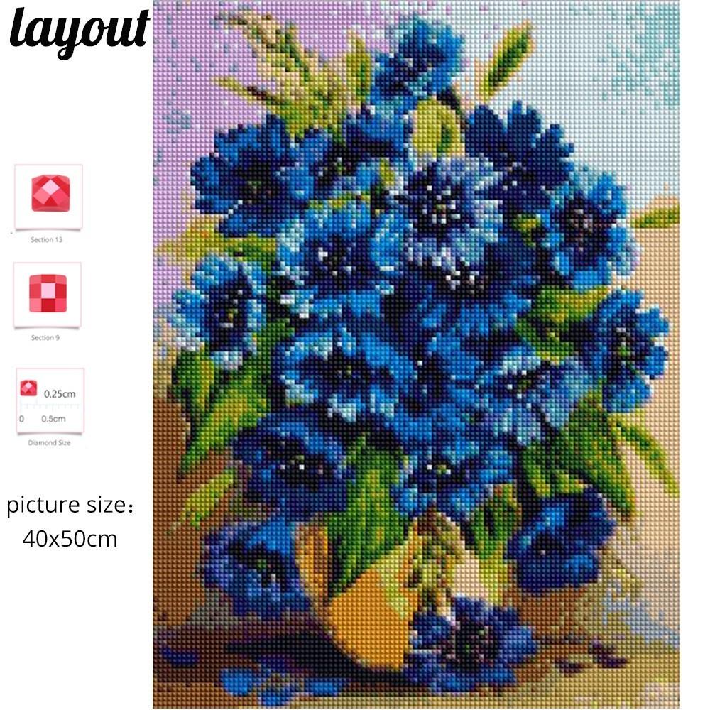 

HC Алмазная вышивка Цветочная Алмазная картина Полный квадратный цветок Алмазная мозаика Вышивка крестом 30*40 cm