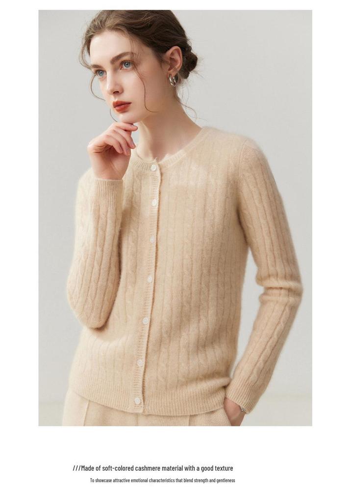 Lekasha Women's 100% Pure Cashmere Seven-Gauge Cardigan: Loose, Fashionable, Versatile Sweater Coat