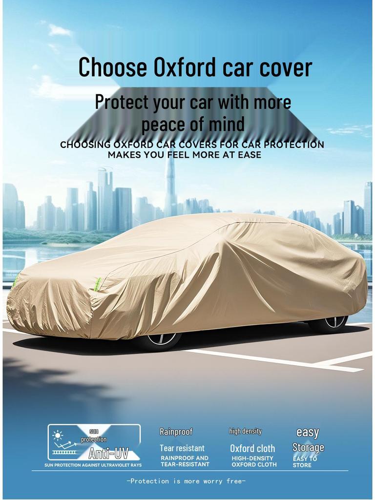 In-Stock 210D Oxford Full Car Cover - Sun & Rain Protection, Dust Resistant