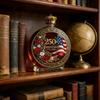 250th Anniversary Glass Decanter Bottle 3D Embossed USA Flag Floral 1776-2026 Liquor Bottle for Bourbon Scotch Fathers Day Gift