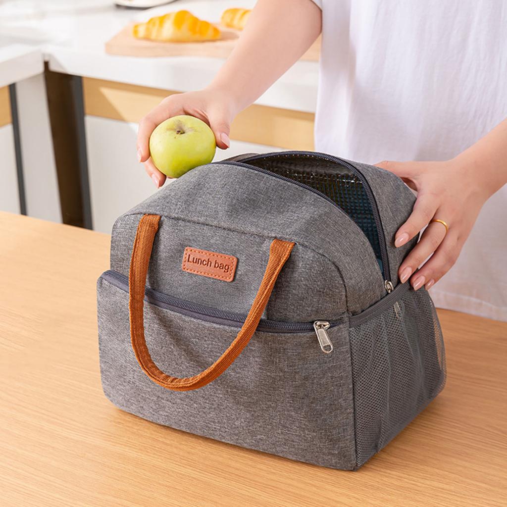 Insulated Lunch Bag For Students Large Capacity Thermal Tote With Waterproof Oxford Fabric Perfect For School Picnics And Outdoor Activities