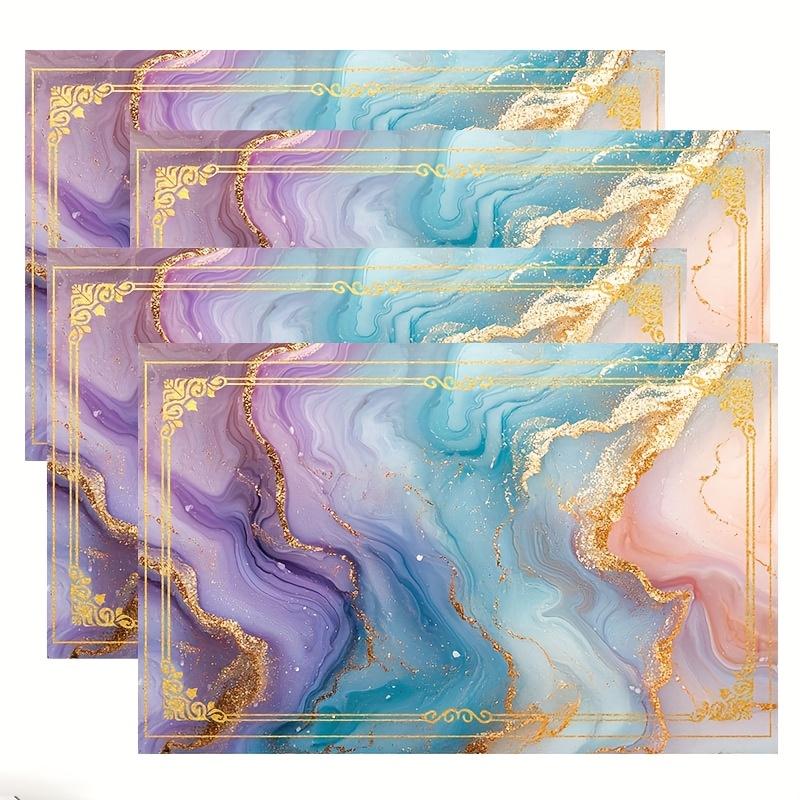 4 Stück, Tischsets im leichten Luxusstil, Tischsets für alle Jahreszeiten, Tinte Gold Glitzernd Schimmernde Marmor-Akzente, Hitzebeständige Kaffeetischsets, 12 x 18 I