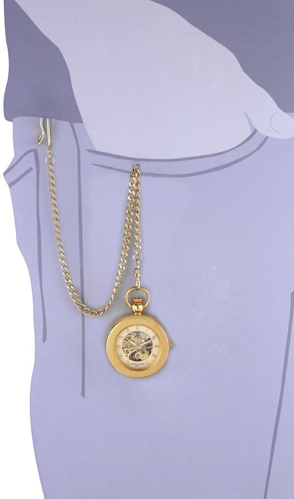 Charles Hubert, Paris Men's Pocket Watch, Hand-Wound Mechanical with Photo Frame, 3848