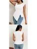 Women's Elegant Asymmetrical Neck Slim Fit T-shirt - Spring/Summer Pure Color Top