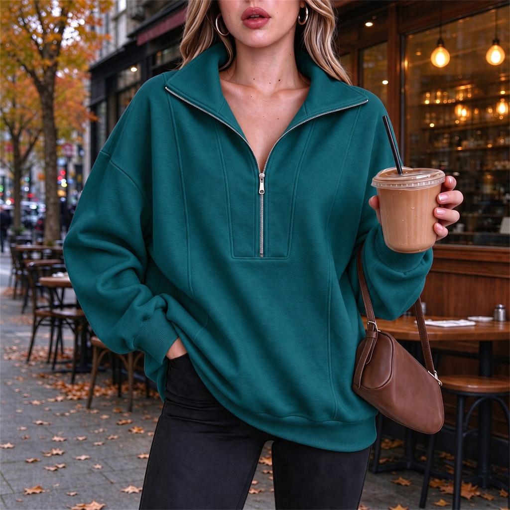Women's Casual Loose Fit Sweatshirt with Pocket for Workout and Daily Wear