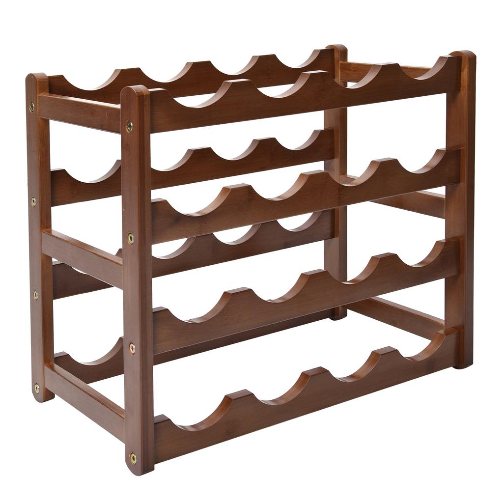 4 Tier Wine Rack Bamboo Storage Rack Wine Bottle Holder Wine Shelf for Home Kitchen