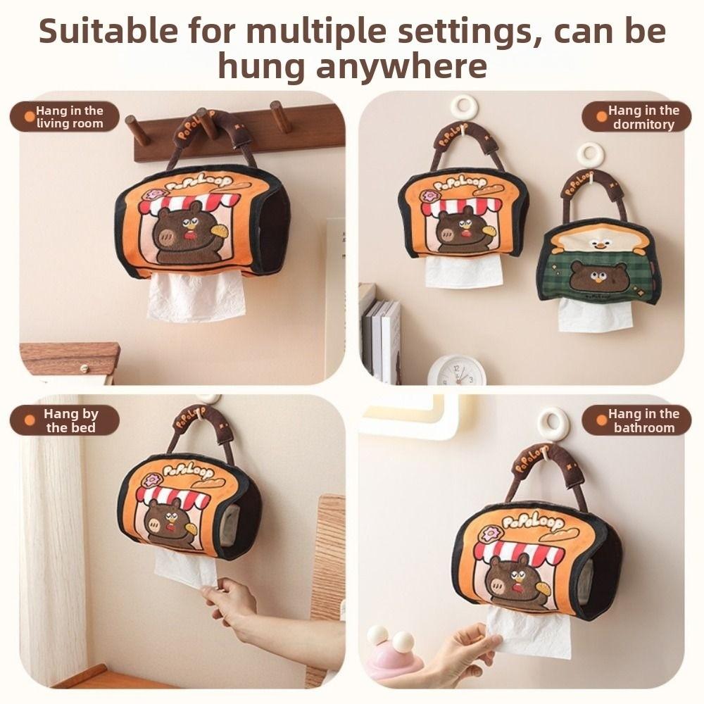 Convenient Cartoon Hanging Tissue Bag Cute Reusable Tissue Storage Holder Universal Creative Portable Tissue Cover Car Backseat