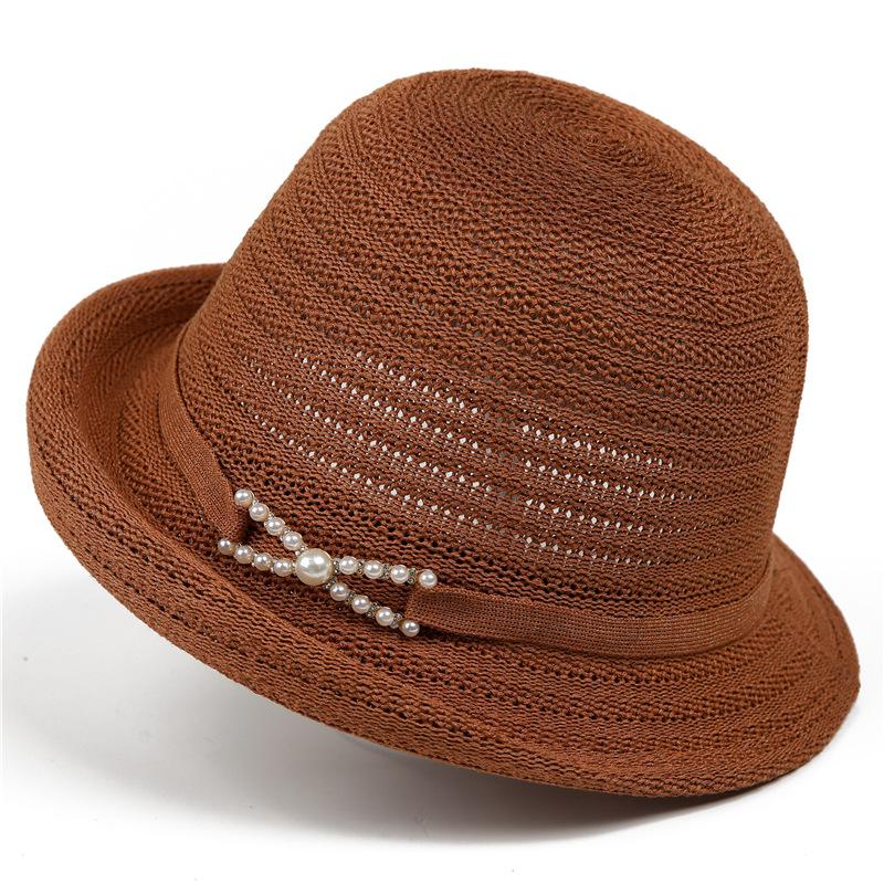 British Flower Mother Top Hat Women'S Summer Sunshade Sunscreen Hat Curled Edge Sun Hat Outdoor Mesh Basin Hat