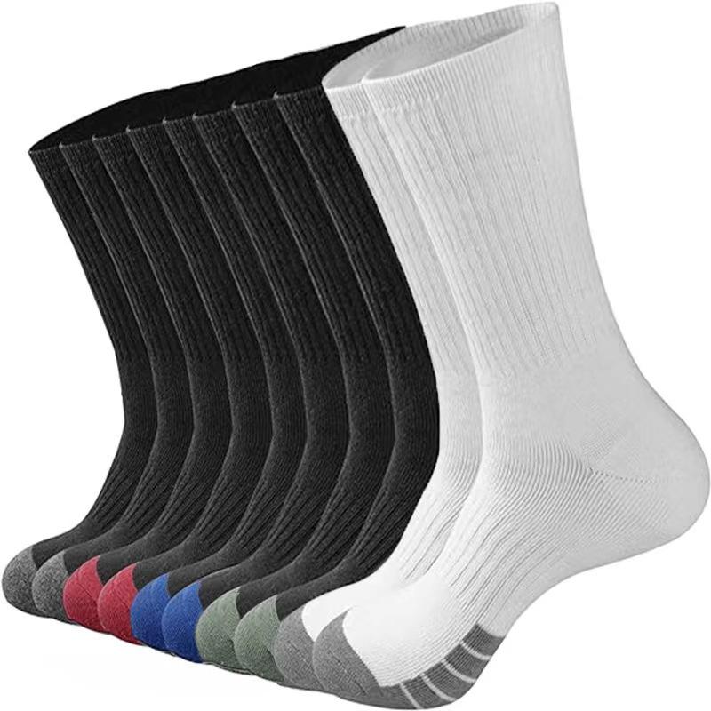 Large Size Men Spring High Rubber Band Basketball Sports Sweat Absorbent Tube Cotton Socks