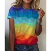 Color Block Rainbow 3D Print Women's T-Shirts Casual O-Neck Short Sleeve T Shirt Harajuku Top Oversized Y2k Tees Female Clothing