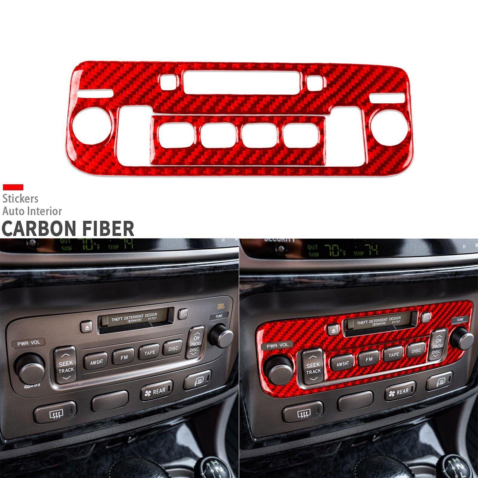 Red Carbon Fiber Console Radio CD Panel Cover For Lexus LX470 For Land Cruiser