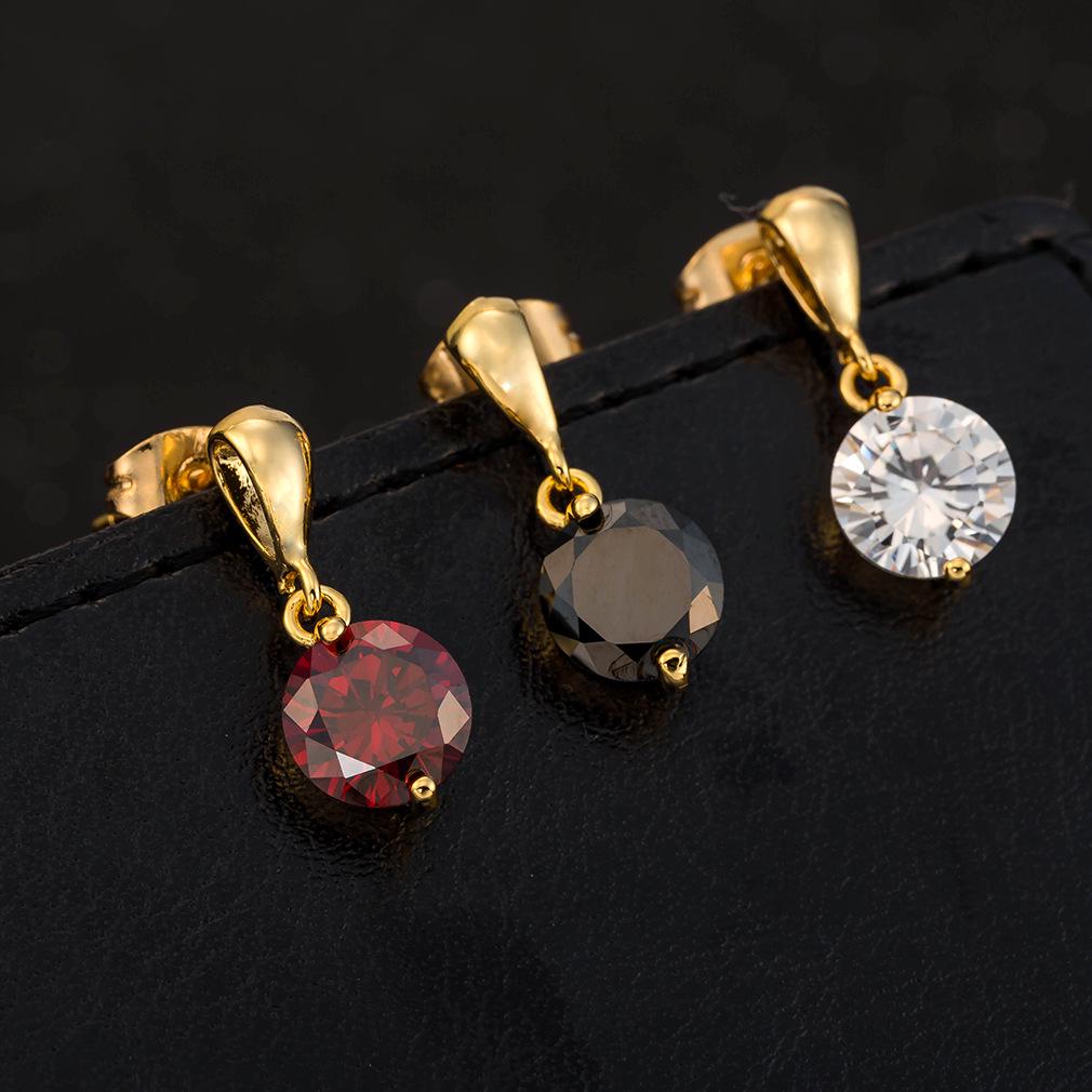 Корейские круглые серьги с фианитами под золото White Zircon