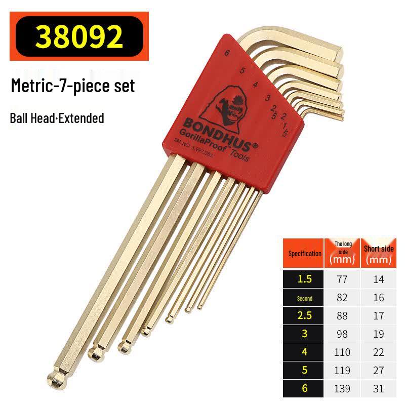 BONDHUS Protanium 7-Piece Metric Ball End Hex Key Set 1.5-6mm