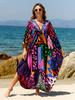 Beach Kaftans for Women Butterfly Printed Plus Size Cover Ups for Swimwear Maxi Dresses Summer Holiday Bathing Suits