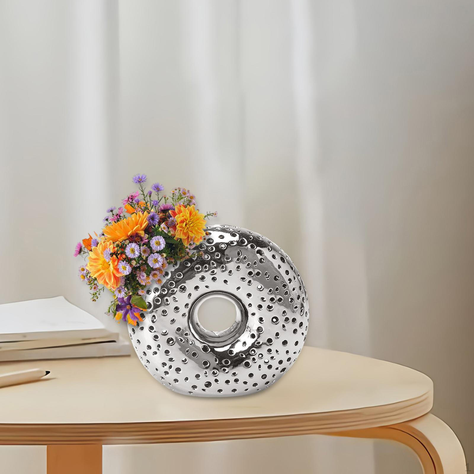 

Ceramic Flower Vase Decorative Bud Dried Flowers Holder Pot Plants for Living срібний