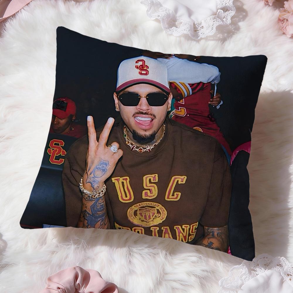 Hot C-Chris Brown Cushion Cover Premium Comfort Reversible Pillow Cove -Two in One Design for Any Room & Car Interior