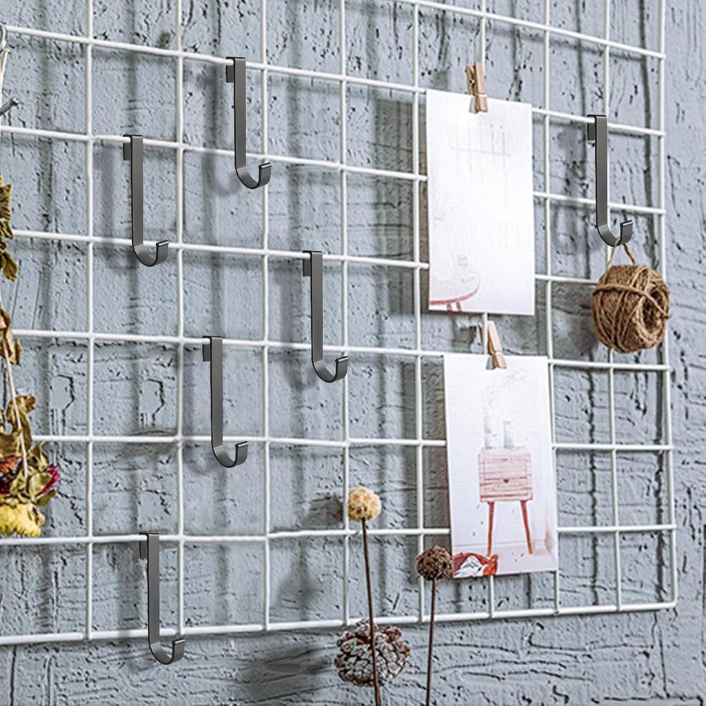 20 pcs J Grid Wall Picture Hooks, Hanging Sink Grid Hooks, Aluminum Pot Racks for Retail, Displaying Photos, Art Exhibit, Painting, Convenience Store