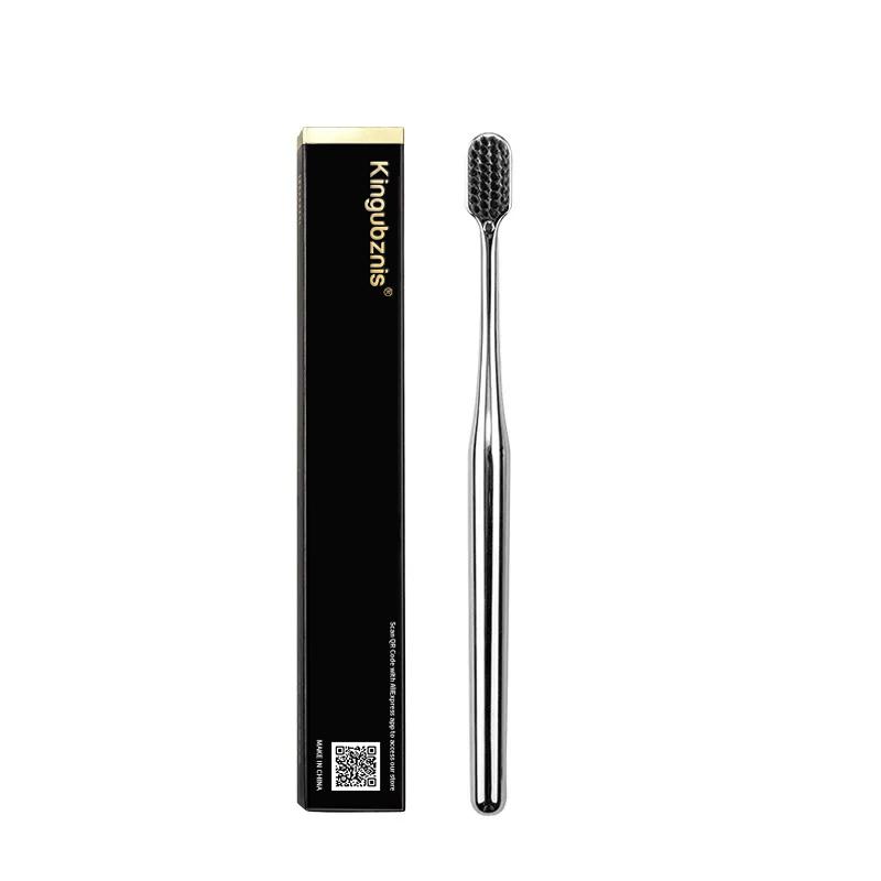 Kingubznis Gold Toothbrush Luxury Gold Silver Teeth Brush Men Women Adult Toothbrushes New Electroplated Dental Brushes