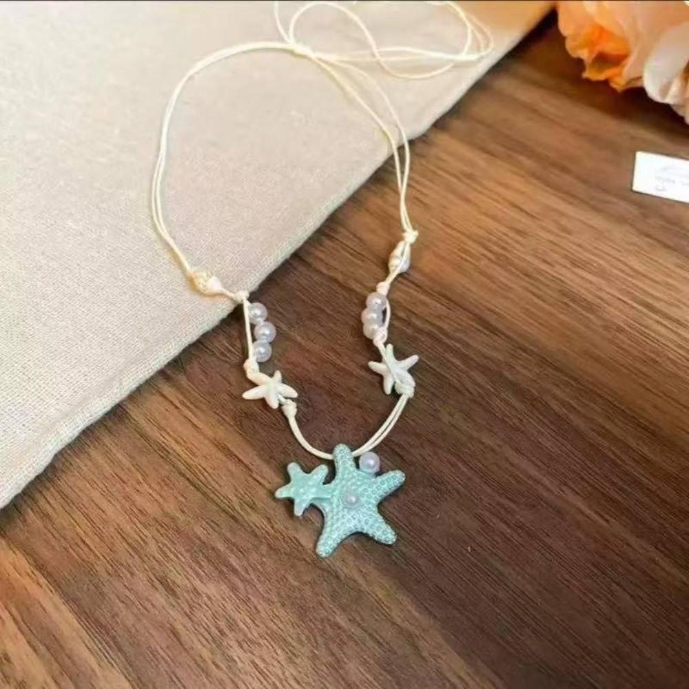 Beach Surfer Starfish Shell Choker Dopamine Bead Trendy Beach Necklace  Holiday Choker