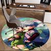 1 stuks Hunter x Hunter Killua & Gon Ronde Vloerkleed - Anime Cartoon Ontwerp Stoelmat, Antislip Tapijt voor Kantoor, Huisdecoratie, Woonkamer