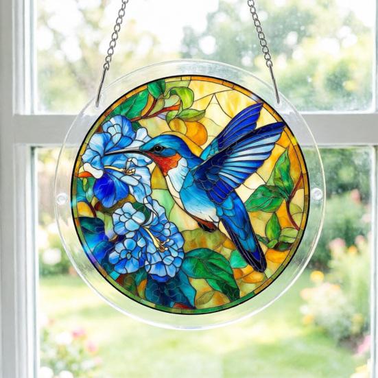 Acrylic Jigsaw Puzzle Suncatcher Window Hanging Kit, Stained Glass Style DIY Puzzles Home Garden Decor, Birthday Gifts for Women, Wife, Aunt, Mom