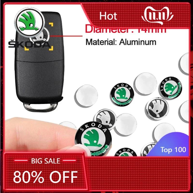 Samolepka na auto 2025 Nová 14mm Hliníková slitina Samolepky odznaků dálkového klíče od auta Dekorace Pro Skoda Octavia Kodiaq Enyaq Kamiq Scala Sup