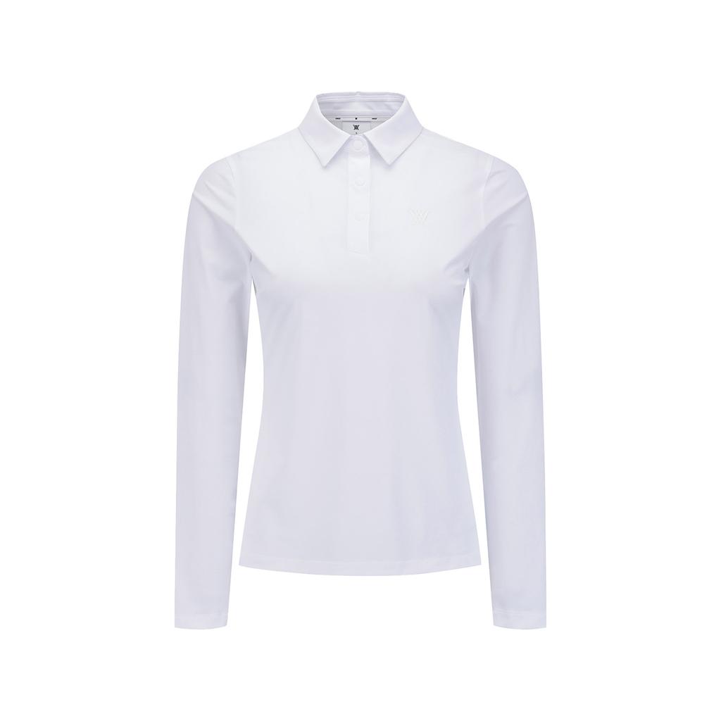 ANEW GOLF Women Solid Long Sleeve Collar T-Shirt_Wh