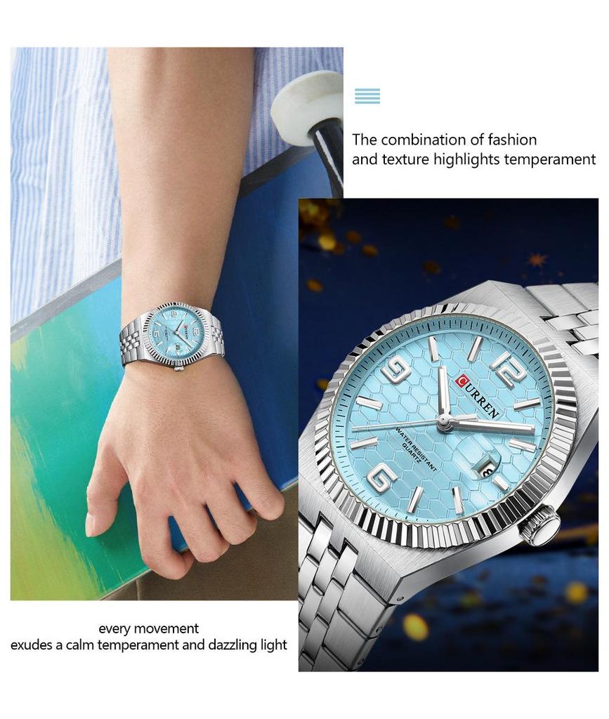 CURREN 8498 Men's Waterproof Quartz Business Watch with Round Digital Display