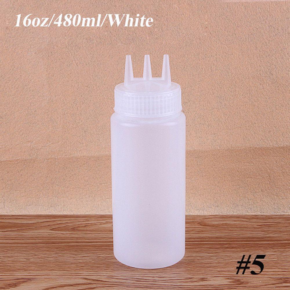 

Ketchup Gravy Boats Vinegar Oil Squeeze Bottle Cruet Bin Dispenser 3 Hole 16oz/480ml білий