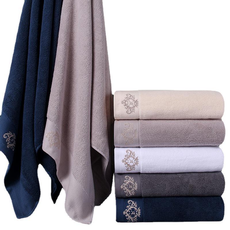 Pure Cotton Class A Soft Absorbent Embroidered Bath Towel - Luxurious, Thickened for Adults