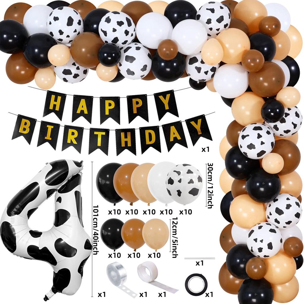 Farm Theme Balloon Wreath Set Birthday Party Flag Cow Digital Balloon Chain Set Arrangement