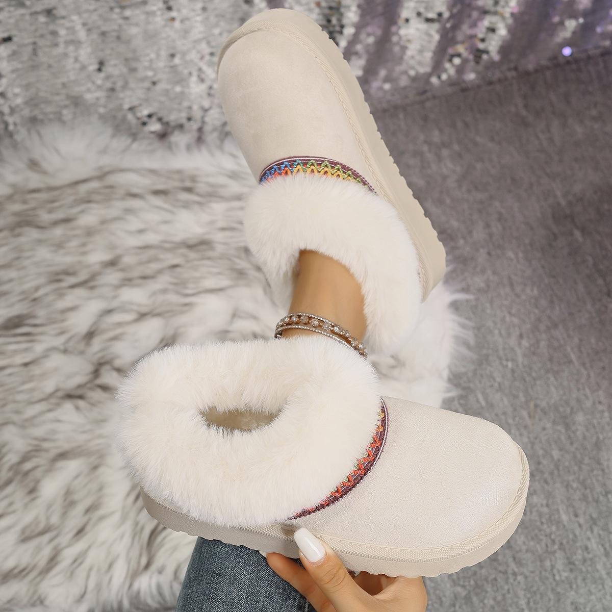 

Snow boots women s velvet and thicker 2025 autumn and winter new thick-soled warm one-pedal Northeast cotton shoes wear cotton tows 41