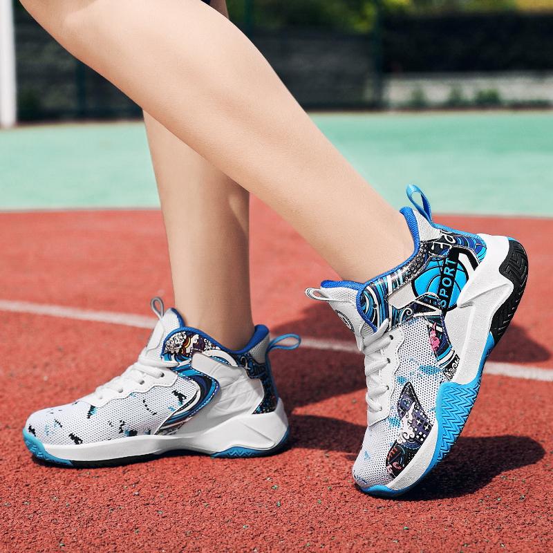 31-40 Tenårings Pluss Størrelse Sklisikker Slitesterk Pustende Mote Høye Basketballsko Fritidssko