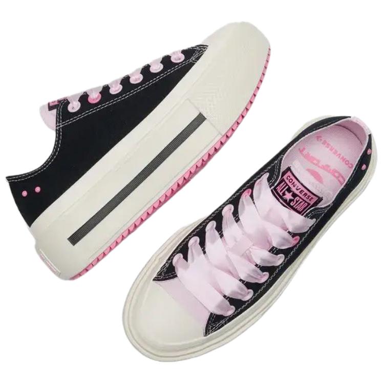 Converse Doppeldecker Low-Top Canvas Schuhe Unisex Schwarz Pink A19729C