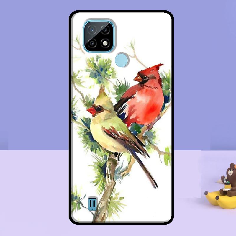 Cardinal Red Bird Case For Realme 13 10 11 12 14 Pro Plus C75 C67 C61 C55 C53 C51 C35 C21Y C25S GT 7 Pro 6 6T