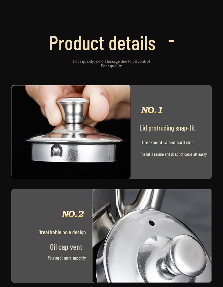 Stainless Steel Oil & Vinegar Pot with Lid for Kitchen & Restaurant Use