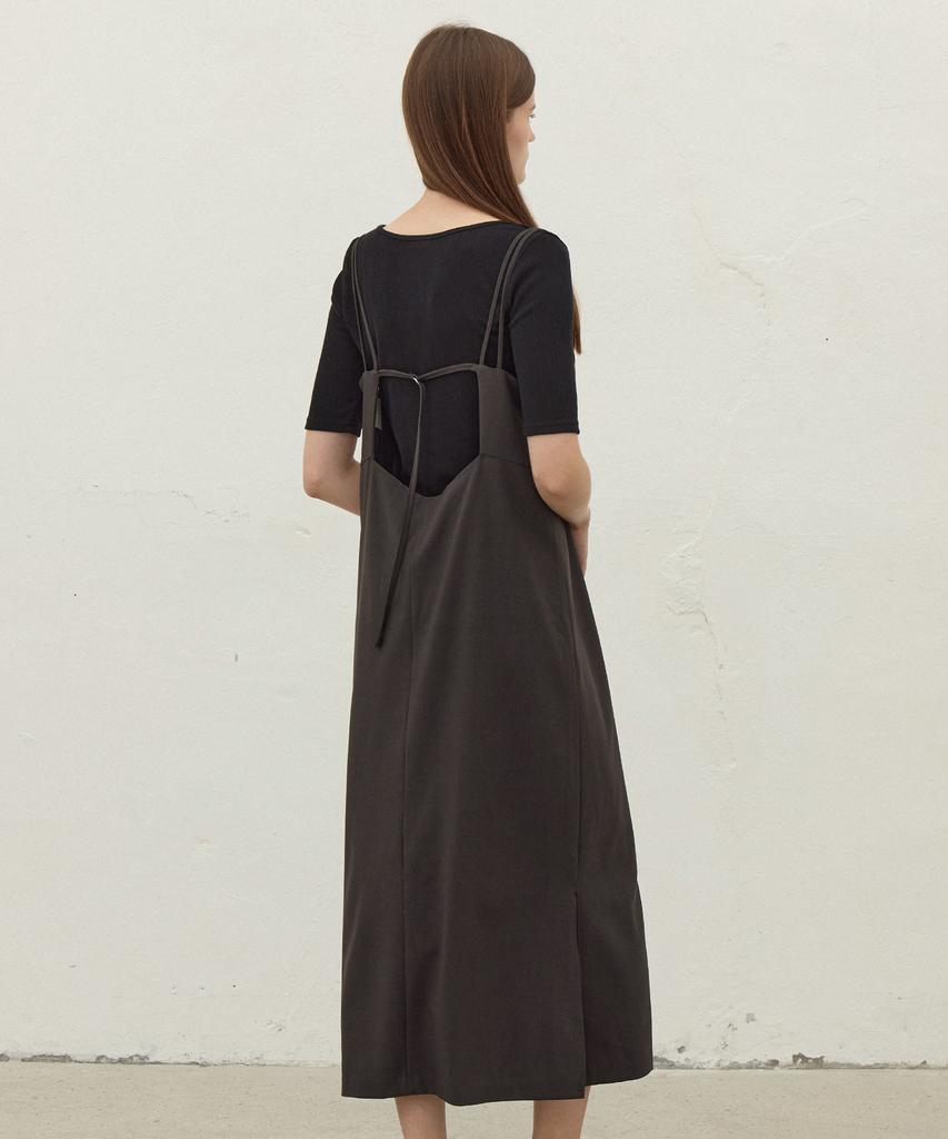 Le Studio Bag U Ring Sleeveless Long Dress_Charcoal