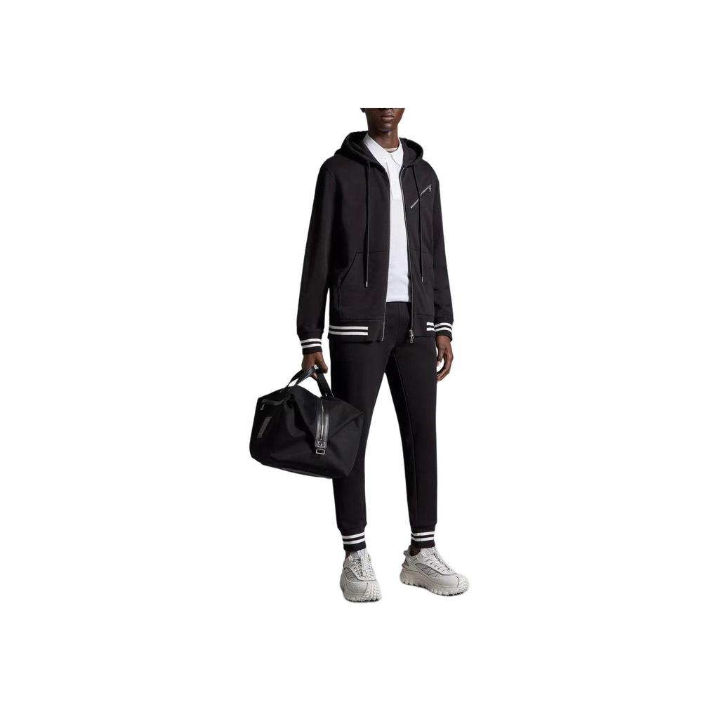 Moncler Monochrome Elastic Waist Mid-Rise Casual Pants Men bottoms Black J10918H00017809KR999