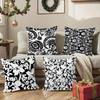 Simple Black and White Floral Pattern Pillow Case Sofa Living Room Bedroom Headboard Backrest Cushion Square Cushion