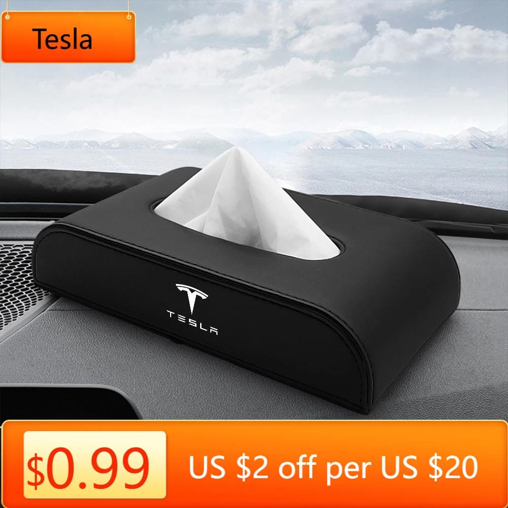 Car Sticker Tesla Car Center Console Tissue Box Auto Armrest Box Napkin Organizers For Tesla Model 3 Model S Model X Coil Mod WY