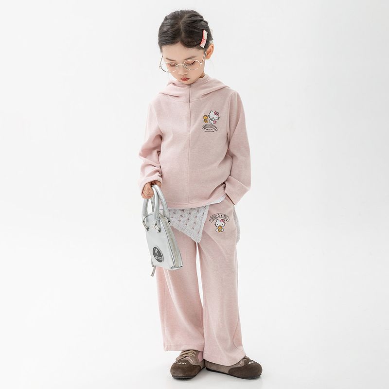 Girls  Autumn Outfit 2025 New Hello Kitty Pink Casual Style Sweet Two-Piece Set for Older Children Pink 110 cm
